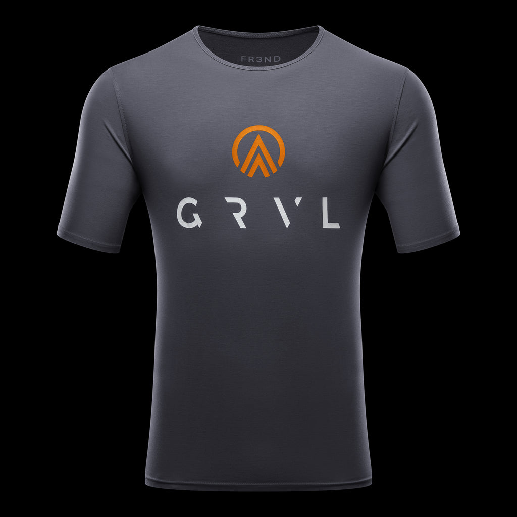 Sustainable T-shirt in grey by GRVL for gravel cycling