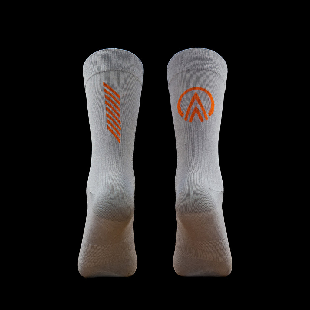 GRVL sustainable gravel cycle socks best quality tercel bamboo 6" cycle socks grey and orange