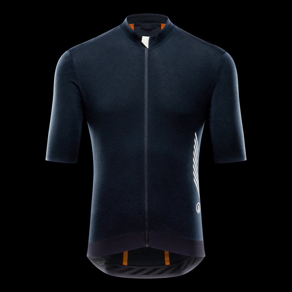 merino wool cycling jersey navy front