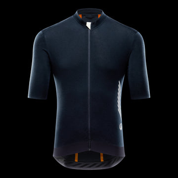 merino wool cycling jersey navy front