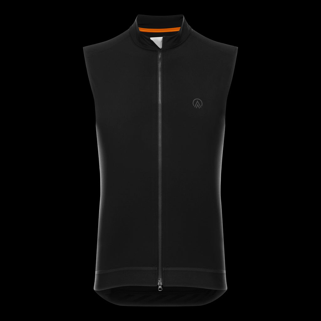 cycling gilet for men black front