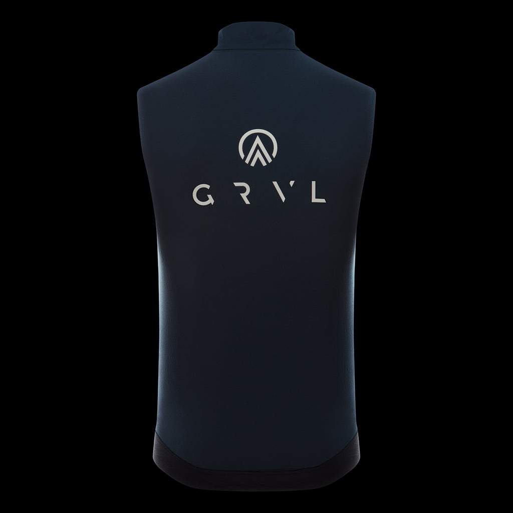 cycling gilet for men navy back