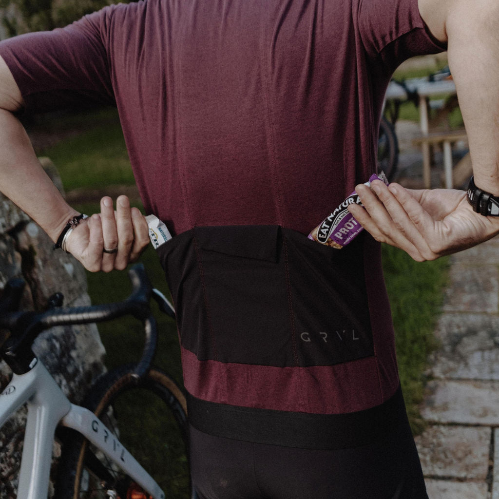 Merino bike jerseys hidden pocket berry | GRVL