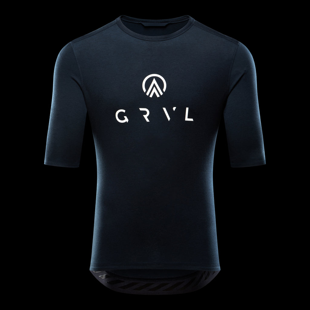 GRVL Gravel t shirt merino wool T-Shirt best sustainable cycle top jersey navy